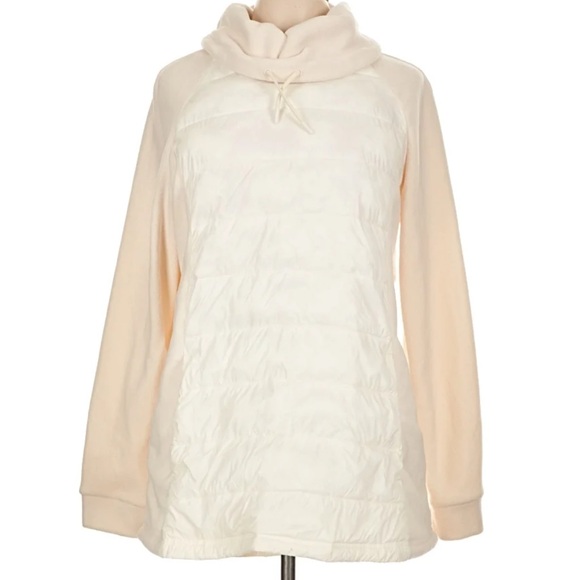 Lands' End Sweaters - Lands' End Cream Quilted-Fleece Cowl Pullover